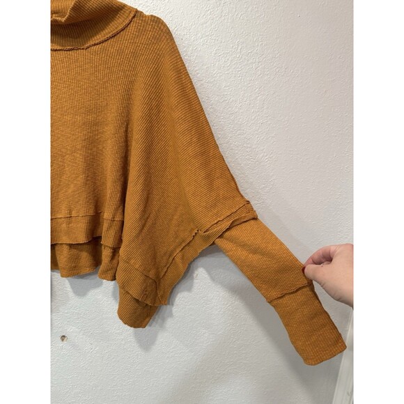 WE THE FREE PEOPLE Women’s Orange MOON DAISY Top Mock Neck Ribbed Long Sleeve Sm - Picture 7 of 8